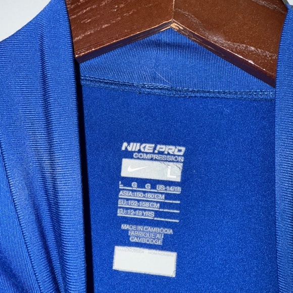 NIKE Dri-Fit Boys Large Blue Mock Neck Long Sleeve Compression Base Layer L6 - Picture 2 of 3